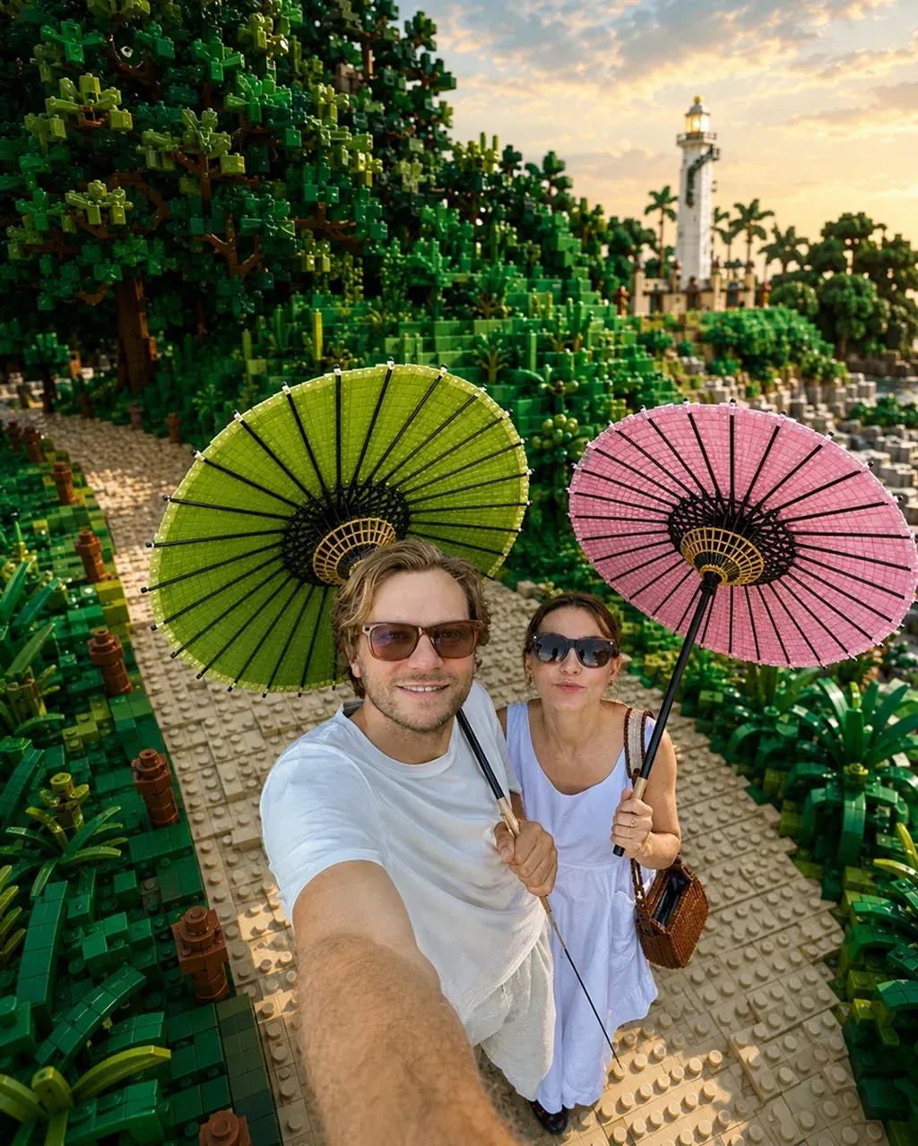 OVERALL STYLE & AESTHETIC: Cinematic LEGO-inspired photography captured with a