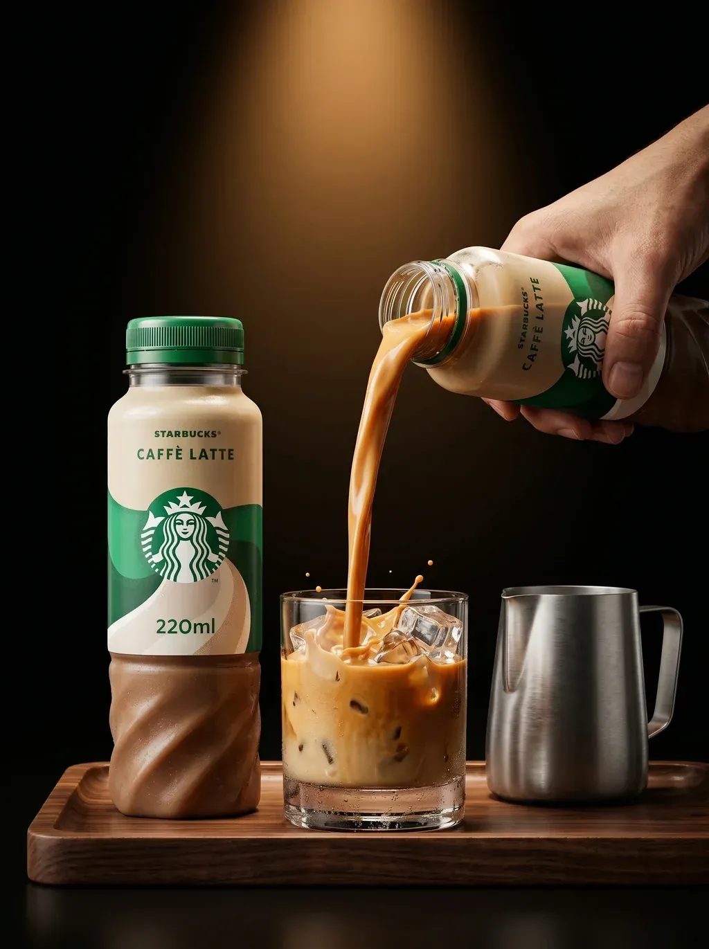 Commercial product photography, use @image1 The attached bottle standing upright