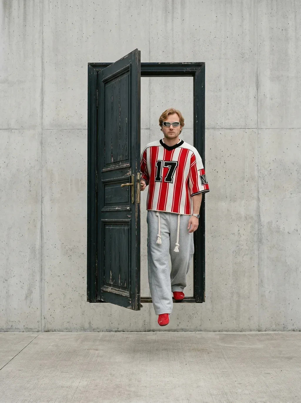 Surreal documentary photography of a young man with reddish-blond hair