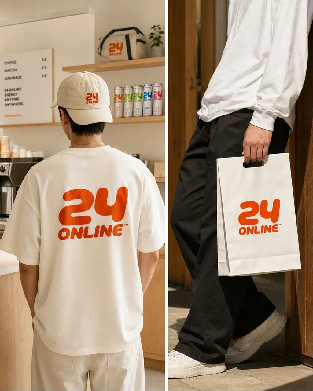 Split-frame lifestyle composition for INSERT PRODUCT REFERENCE divided into two