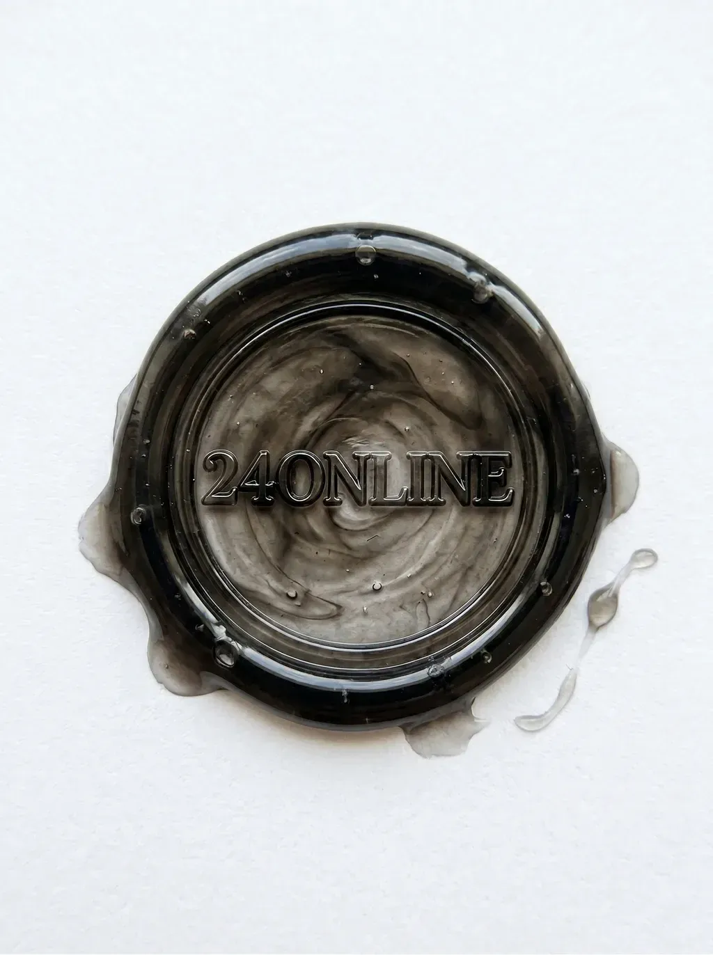 Macro photograph from directly above of a single dark translucent