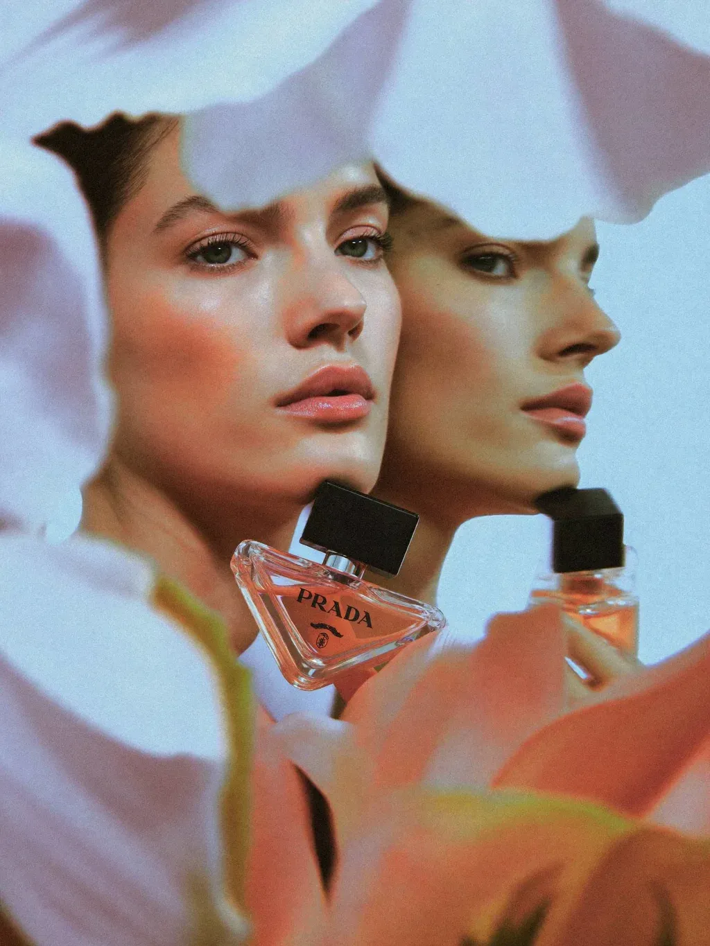 Editorial beauty campaign photograph of a young woman with soft