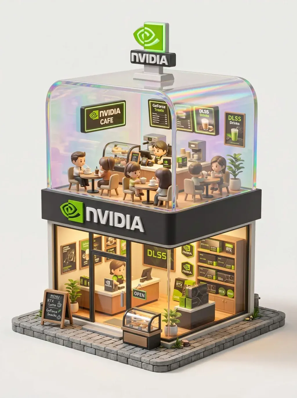 Tiny cute chibi Q-version INSERT BRAND store, two-story cross-section miniature