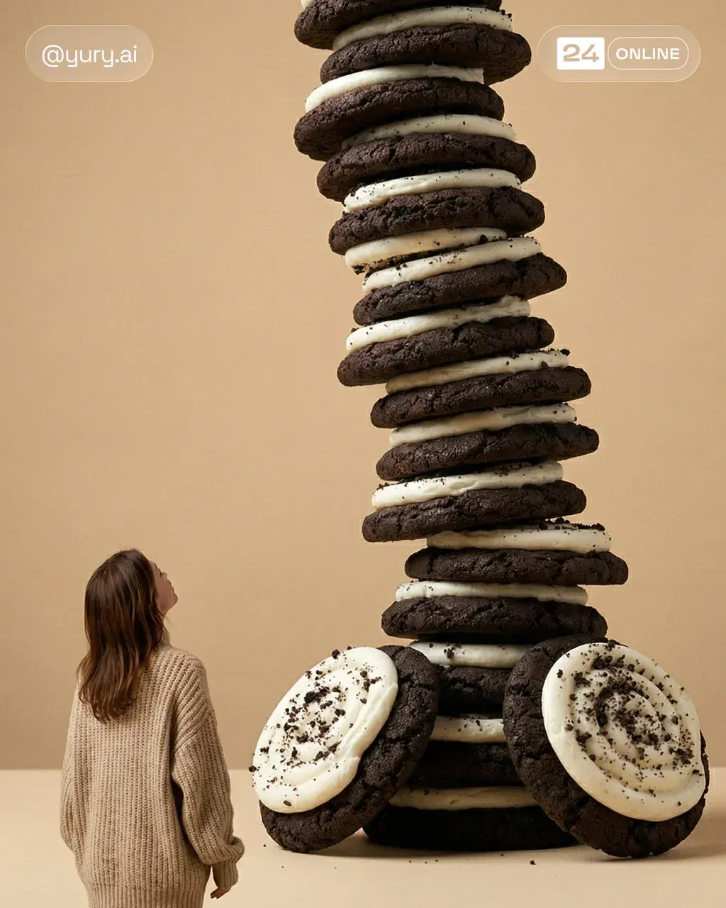 Surreal conceptual food advertising photography. A massive, towering, gigantic v…
