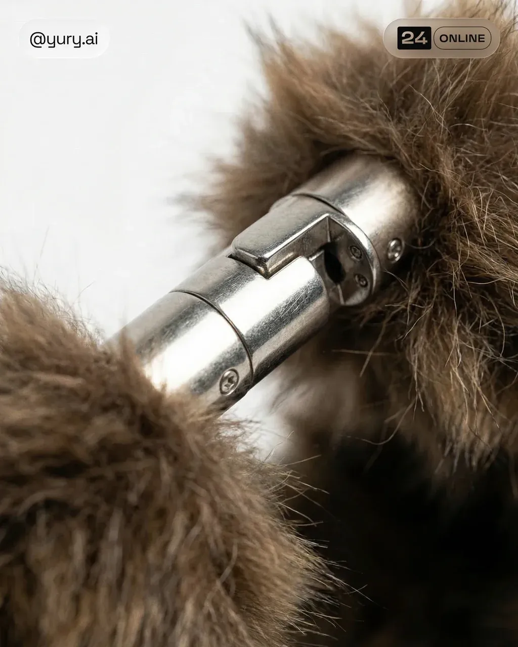 Hyper-realistic macro product photo of a brushed silver cylindrical barrel