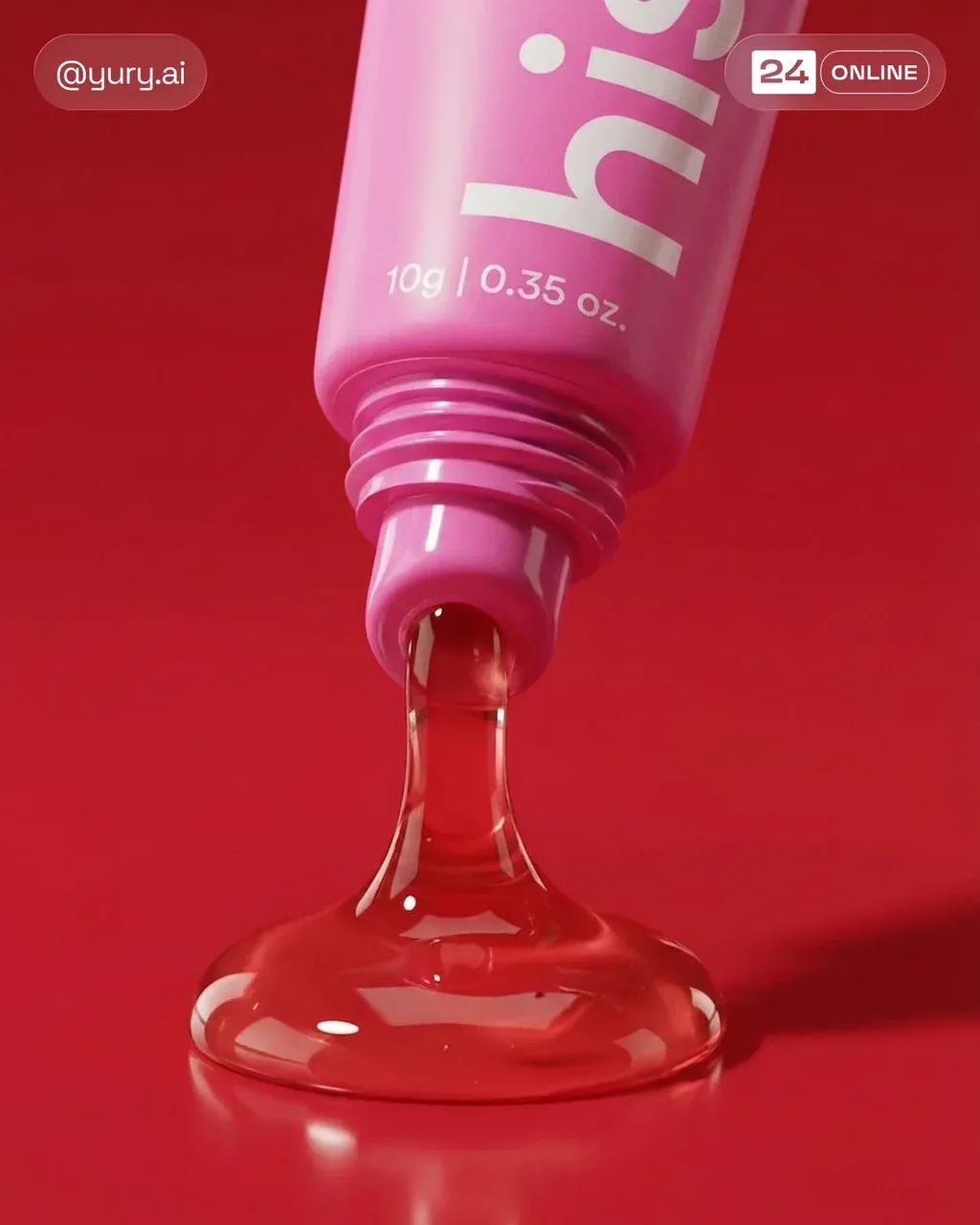 Hyper-realistic beauty product macro photo of a Hismile Watermelon Lip