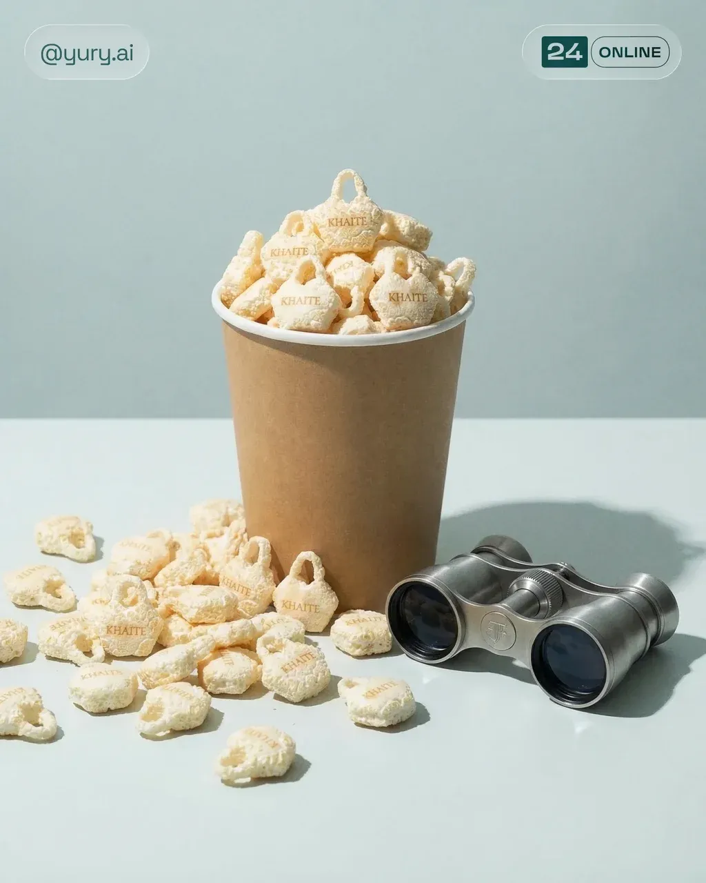 Hyper-realistic surreal luxury still life photo of a kraft paper