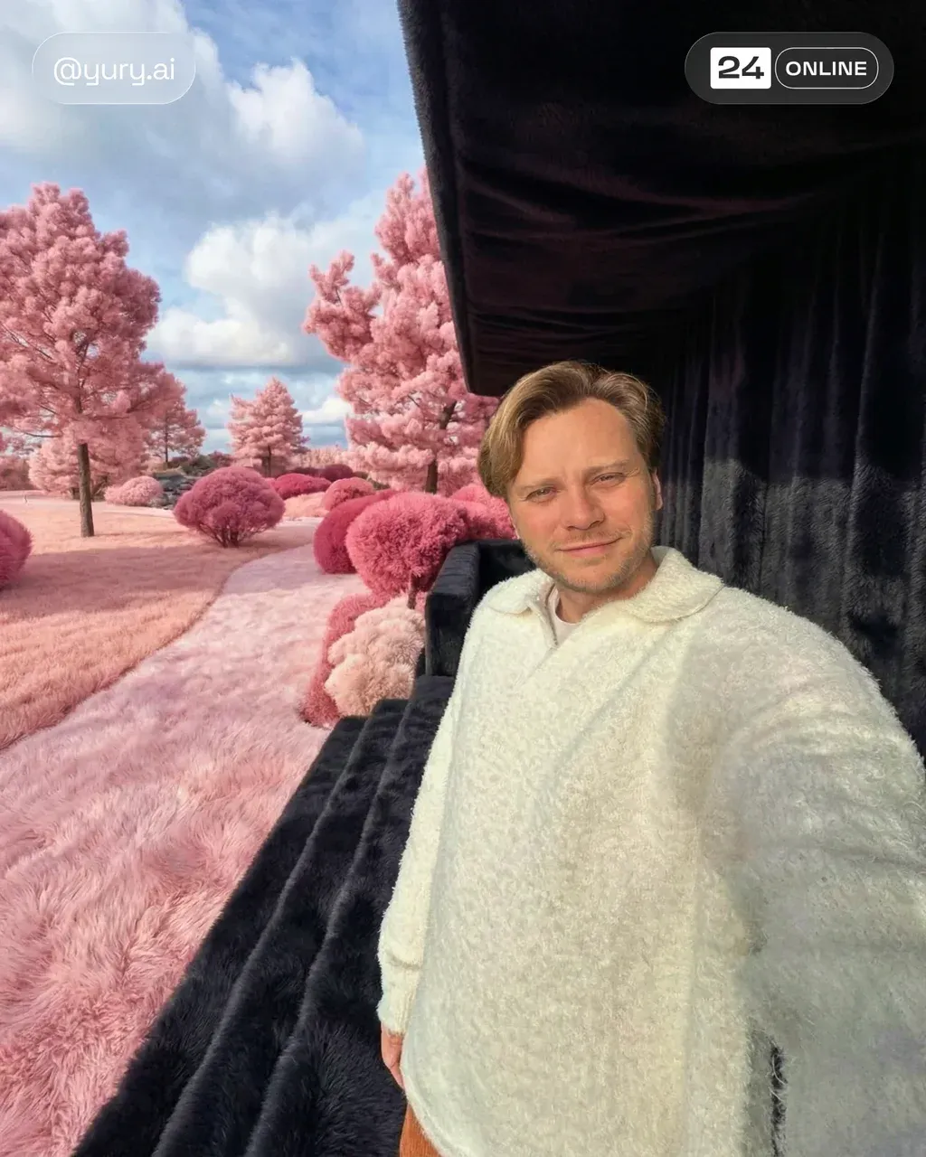 Hyper-realistic selfie-style photo of a man in his early 30s