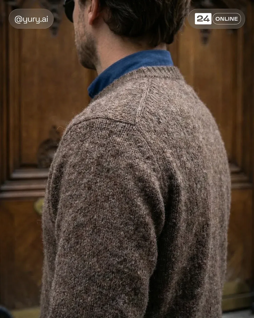 Hyper-realistic editorial fashion detail photo of the back shoulder and