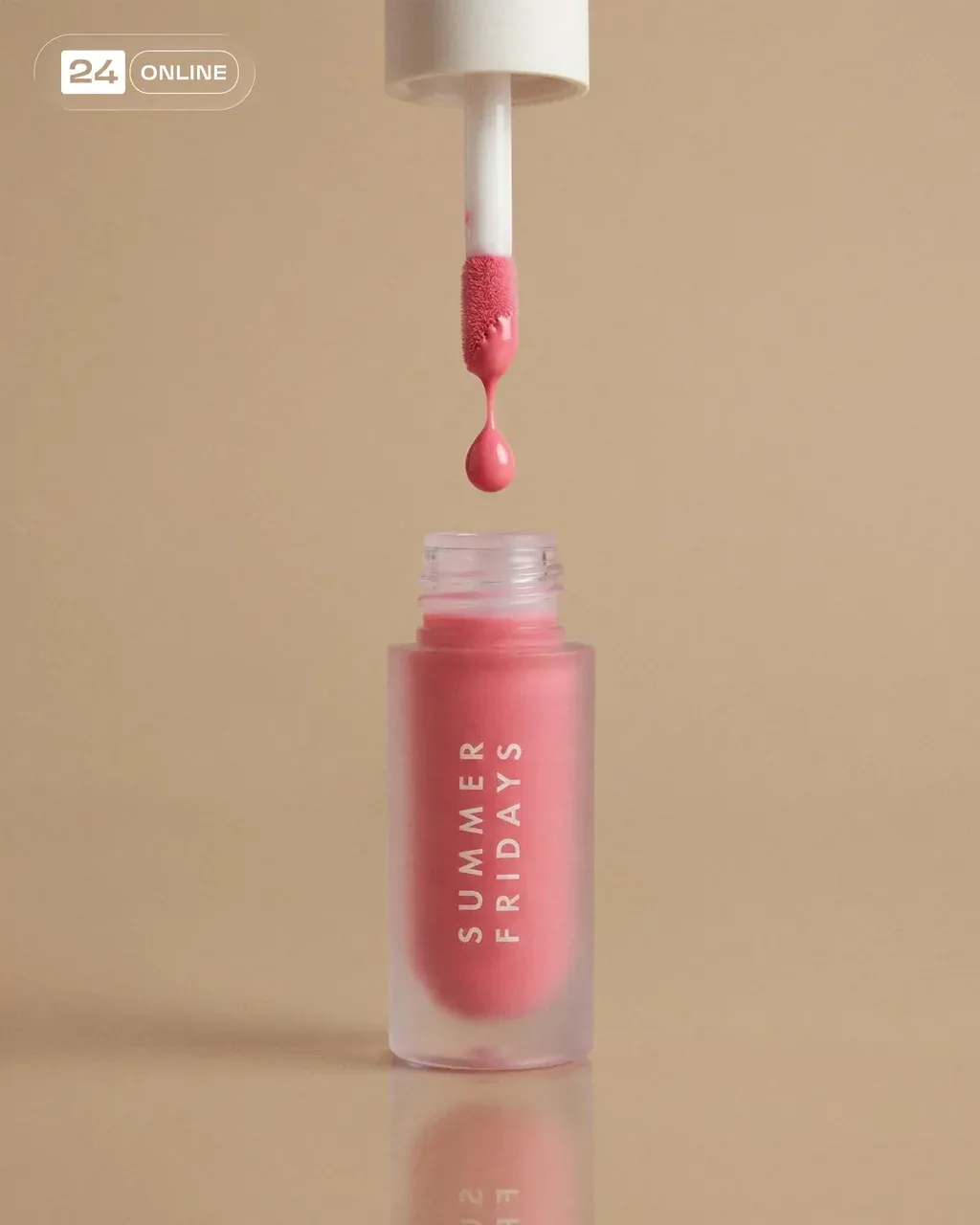 Hyper-realistic studio product photography of a small frosted pink Summer