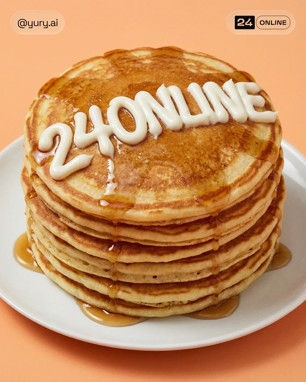 Creative food typography photography of a tall, towering stack of