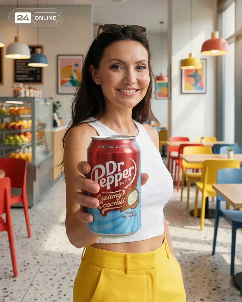 Hyper-realistic lifestyle photo of a smiling woman in her late
