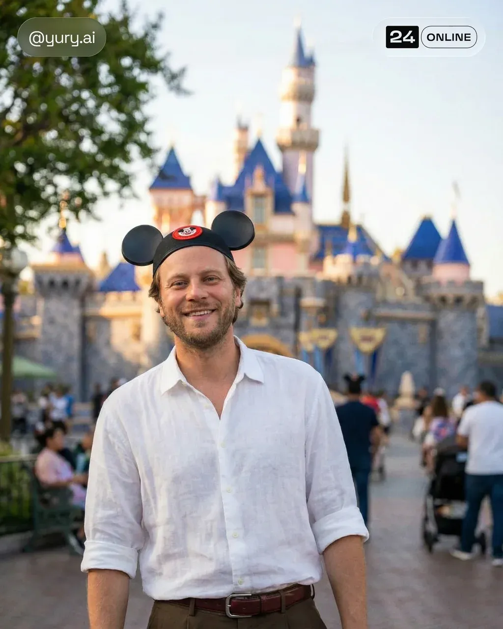 Natural lifestyle portrait of a man wearing a black mouse-ear