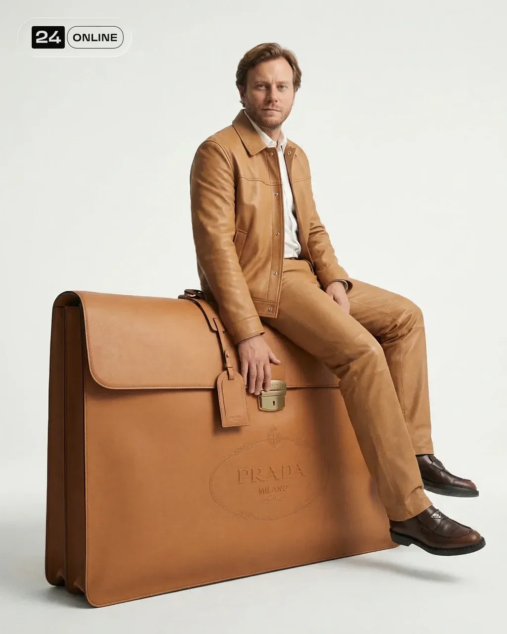Hyper-realistic fashion campaign photo of a stylish man in a