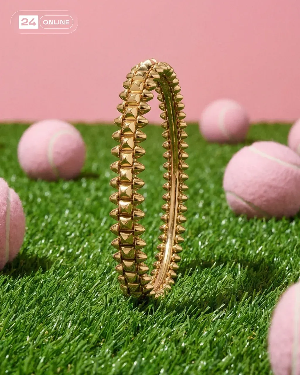 A surreal luxury beauty composition with forced perspective. Multiple cosmetic