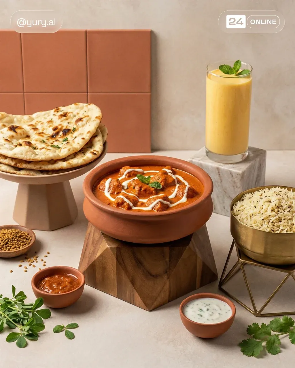Create a high-quality food photography image featuring one main Russian