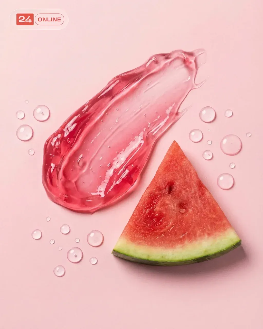 A professional top-down flat lay advertisement. In the center is