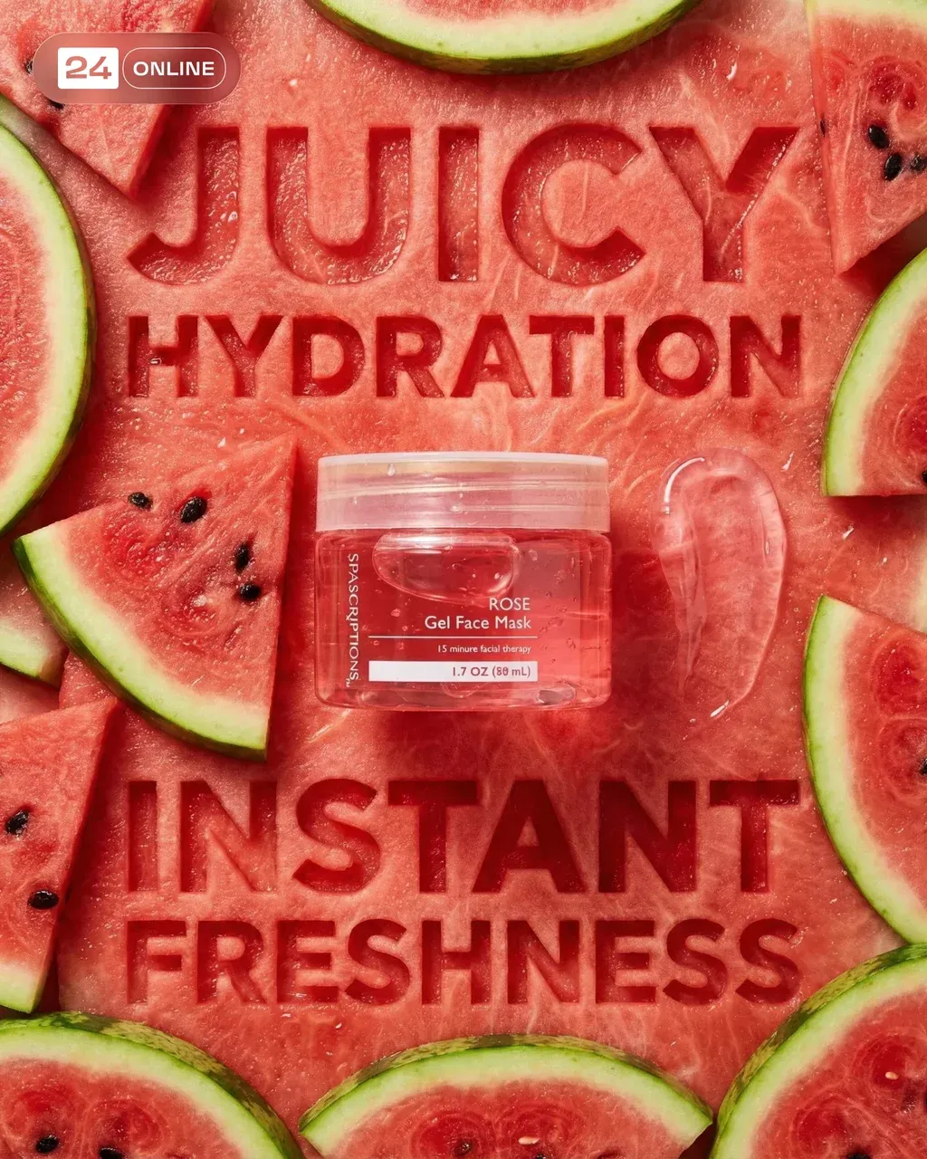 High-end commercial skincare photography of INSERT YOUR PRODUCT IMAGE floating