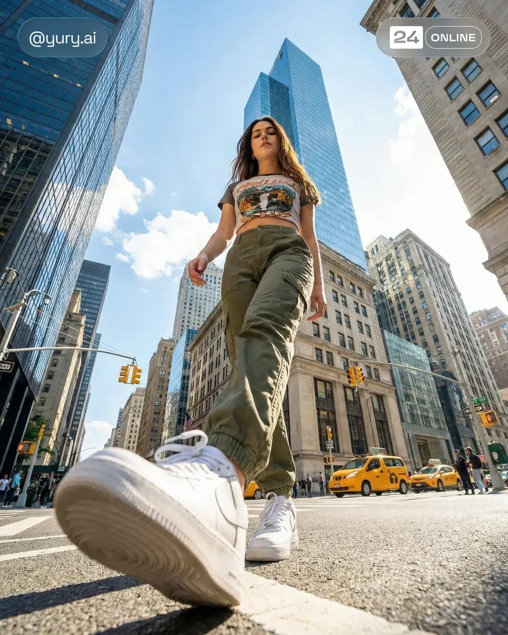Highly detailed hyper-realistic Y2K fashion photo of a beautiful model