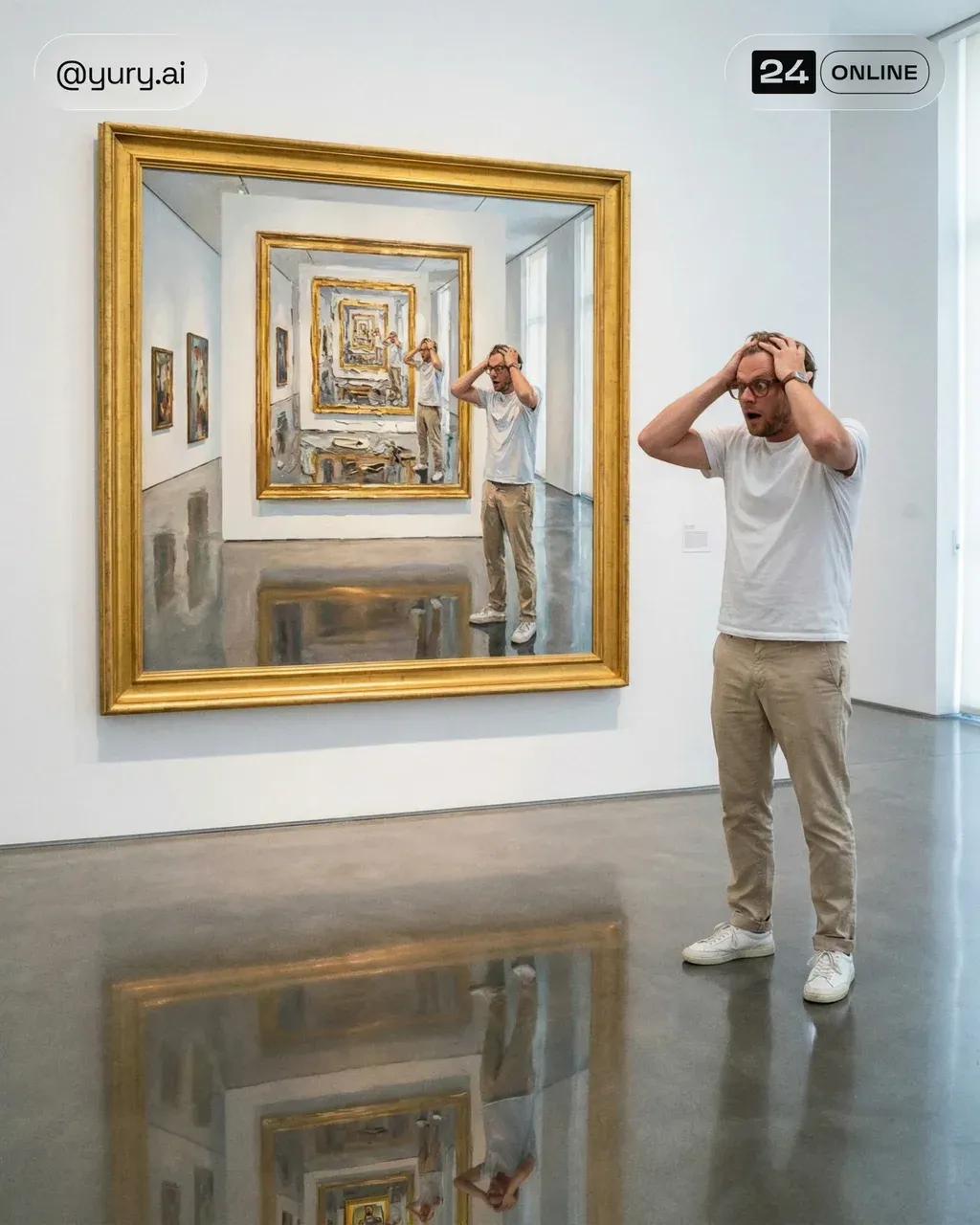 Portrait 4:5. @img1 as subject Aria in a luxury gallery
