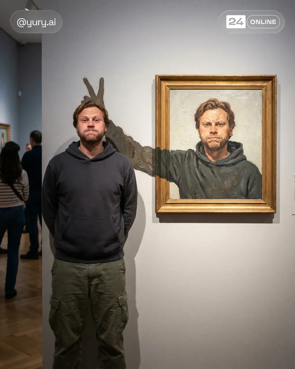 Portrait 4:5. @img1 as subject Aria in the museum like