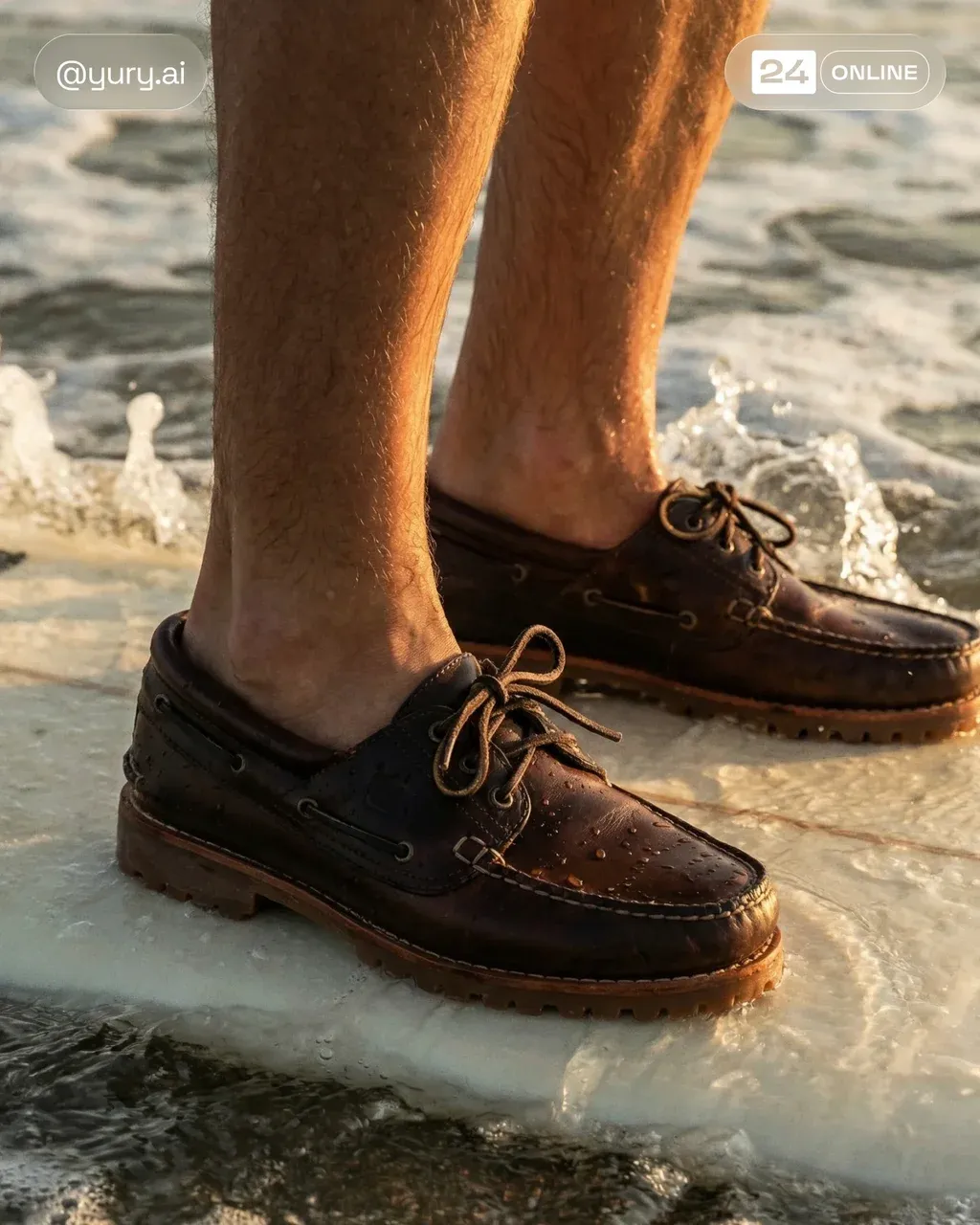 Extreme close-up lower body shot of a person standing on