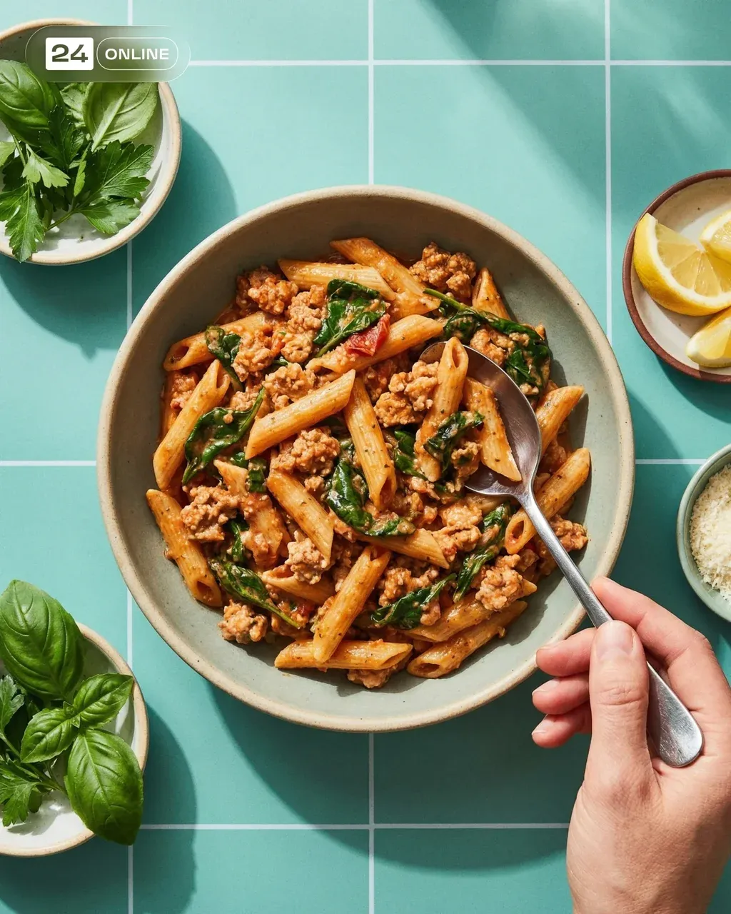 A bold, high-contrast studio food photography scene featuring @img1 served