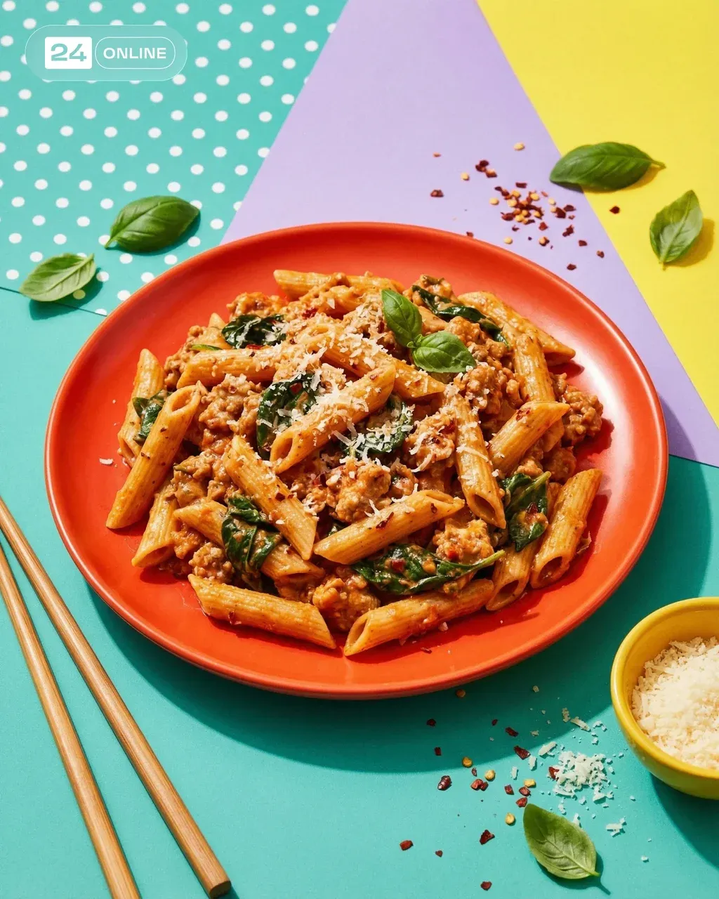 A bright, modern top-down food photography scene featuring @img1 served