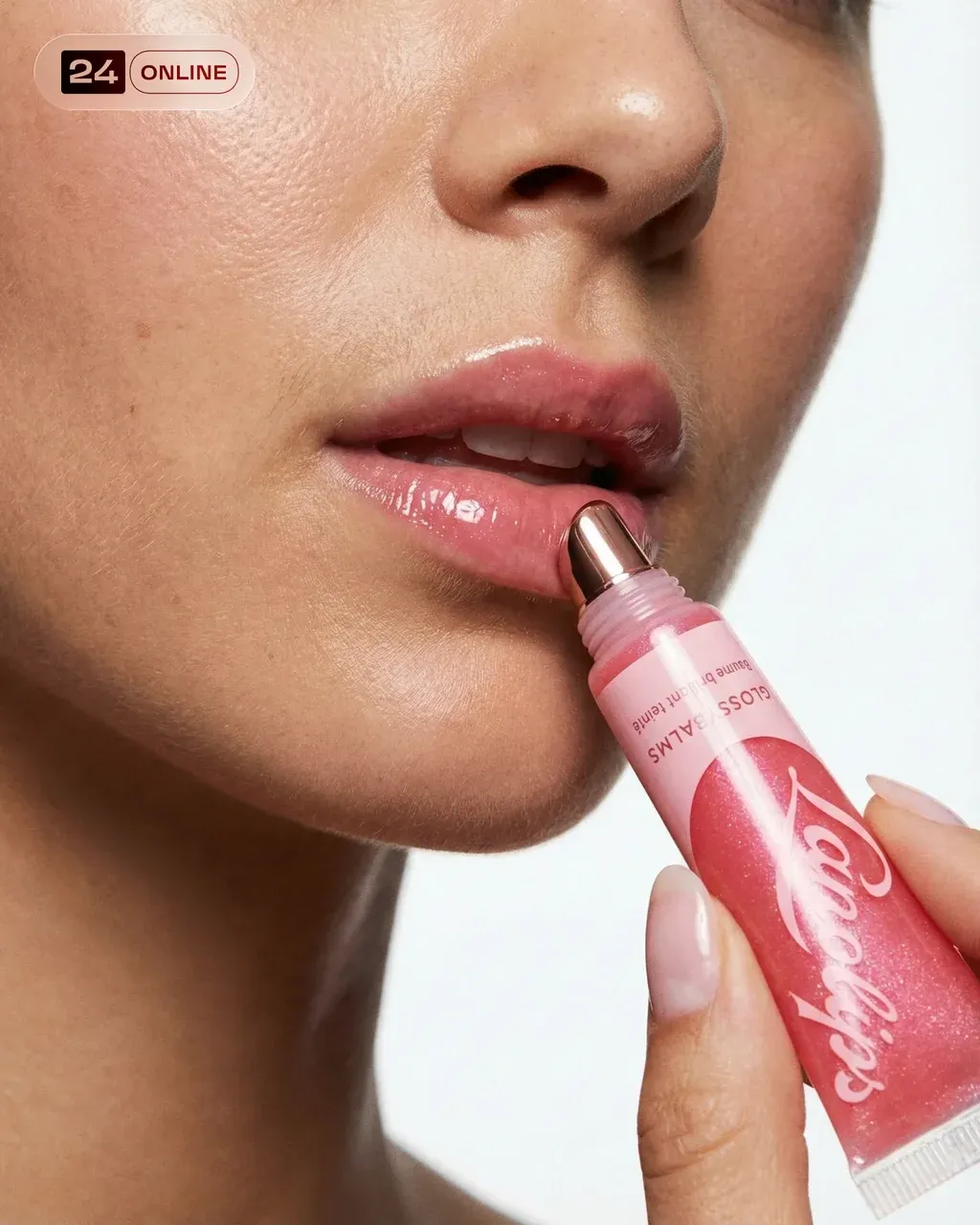 Photoreal luxury beauty campaign image featuring a real human model