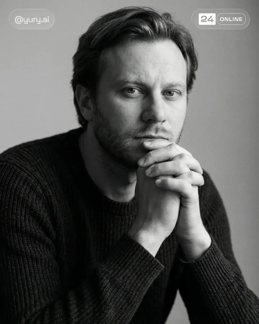 I am sitting in a close, intimate portrait pose, turned