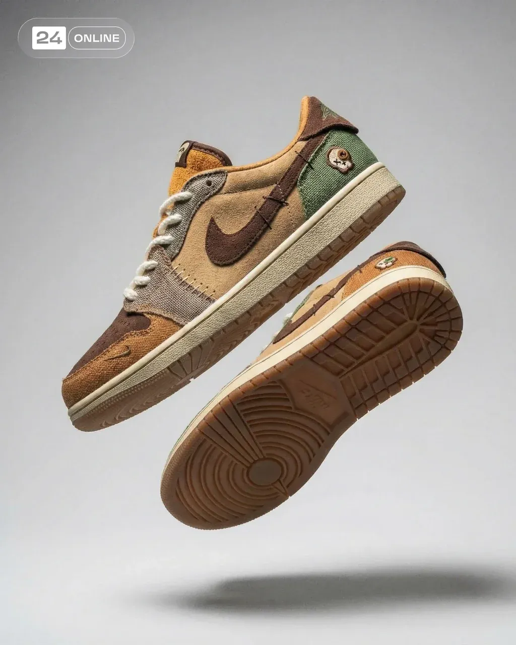 Create a high-end editorial sneaker photograph featuring the uploaded shoe