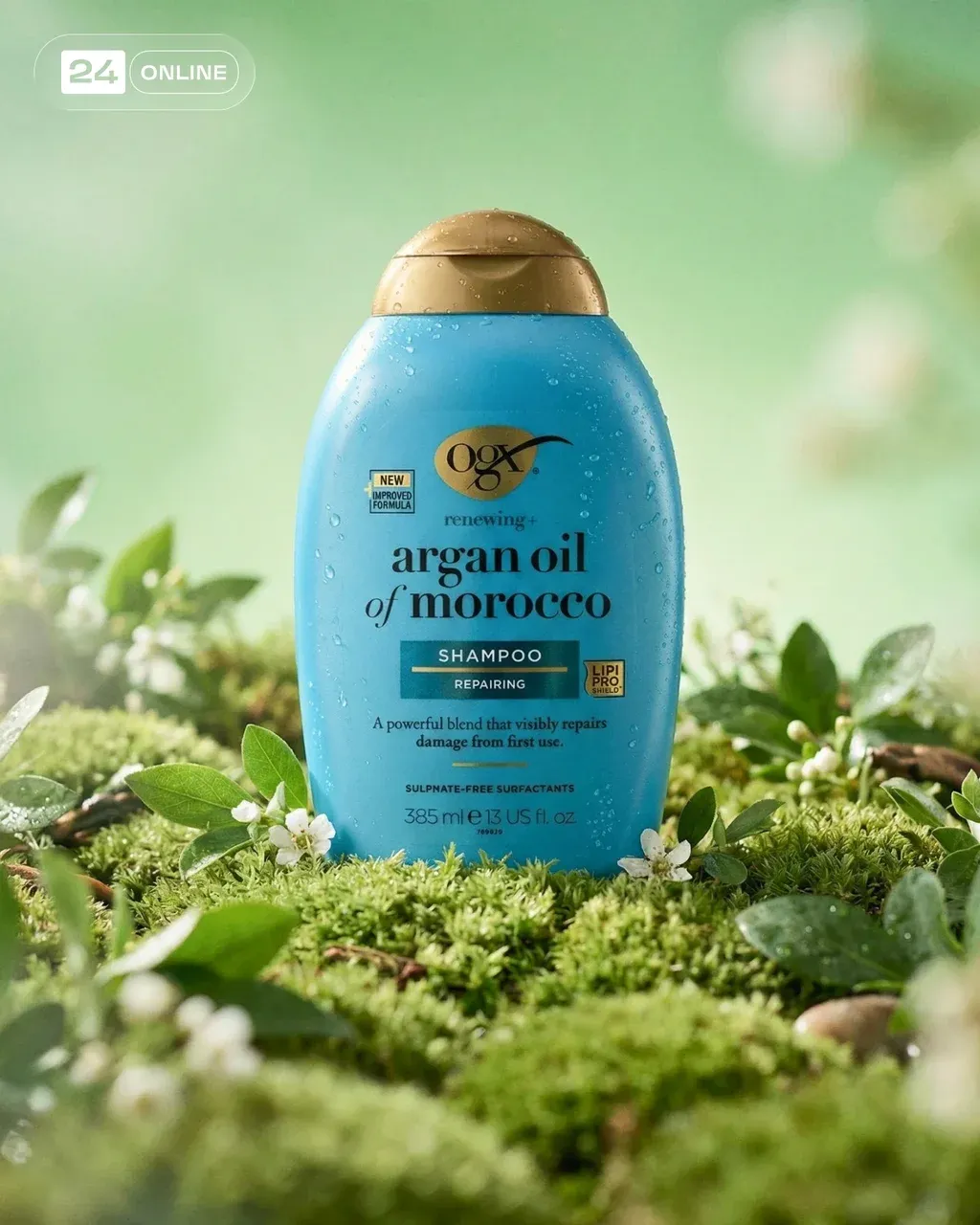 A high-end nature-inspired product photoshoot featuring @img1 placed upright at