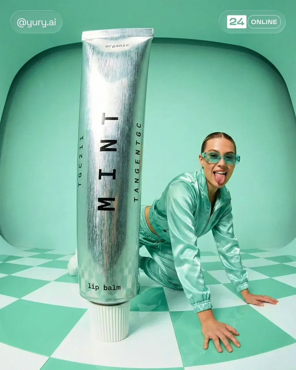 Surreal product scale shot in a COLOUR room with curved