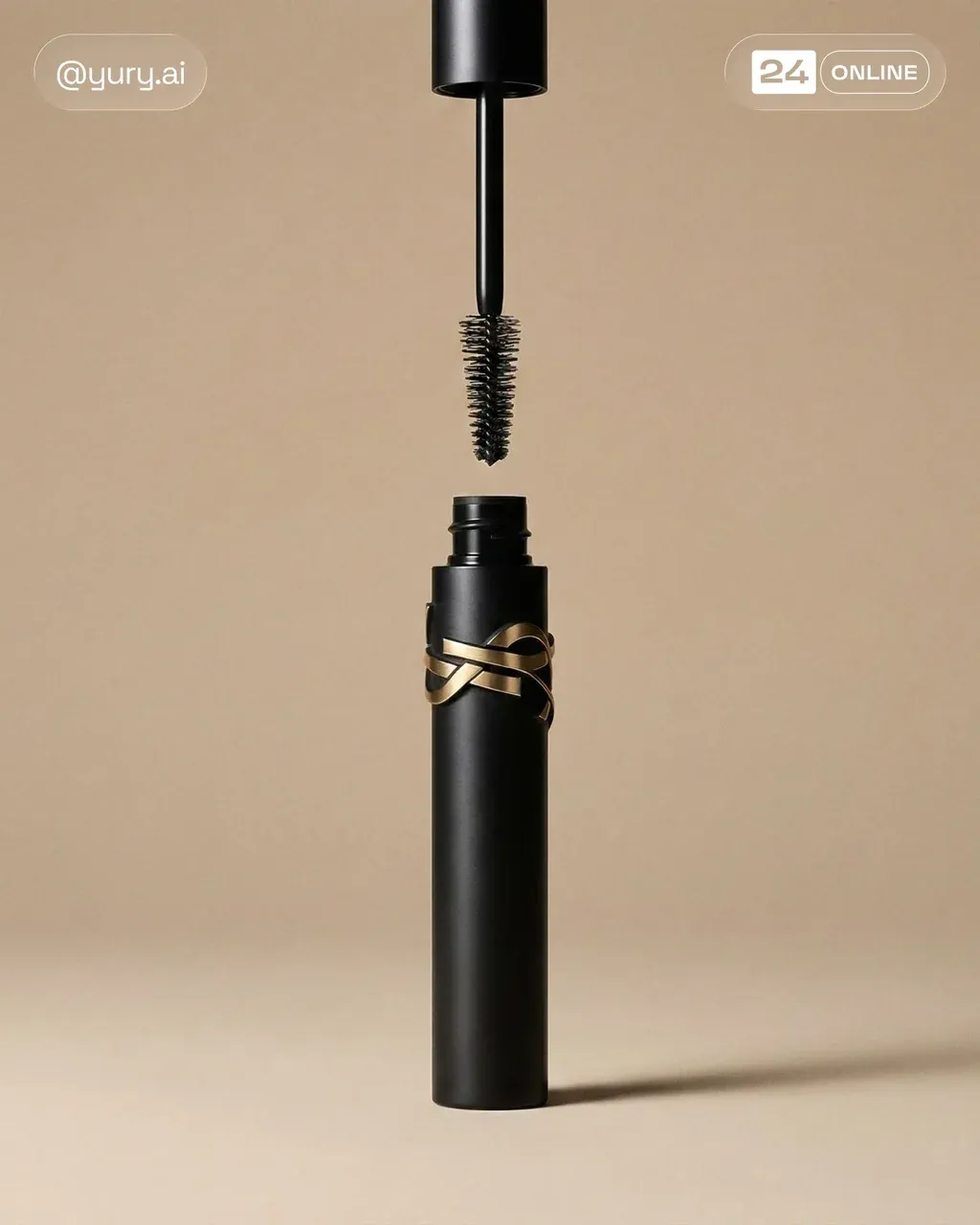 Ultra-minimal studio product shot of a PRODUCT tube standing upright