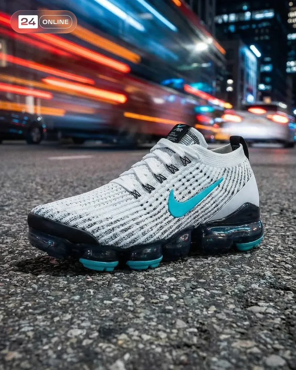 PRODUCT positioned on a grey asphalt surface sharply in focus