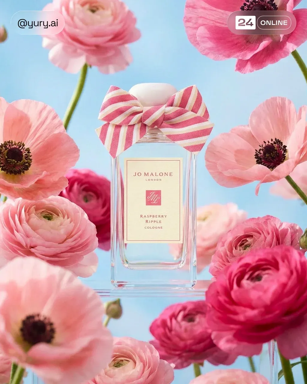 A product shot featuring a PRODUCT , elevated against a