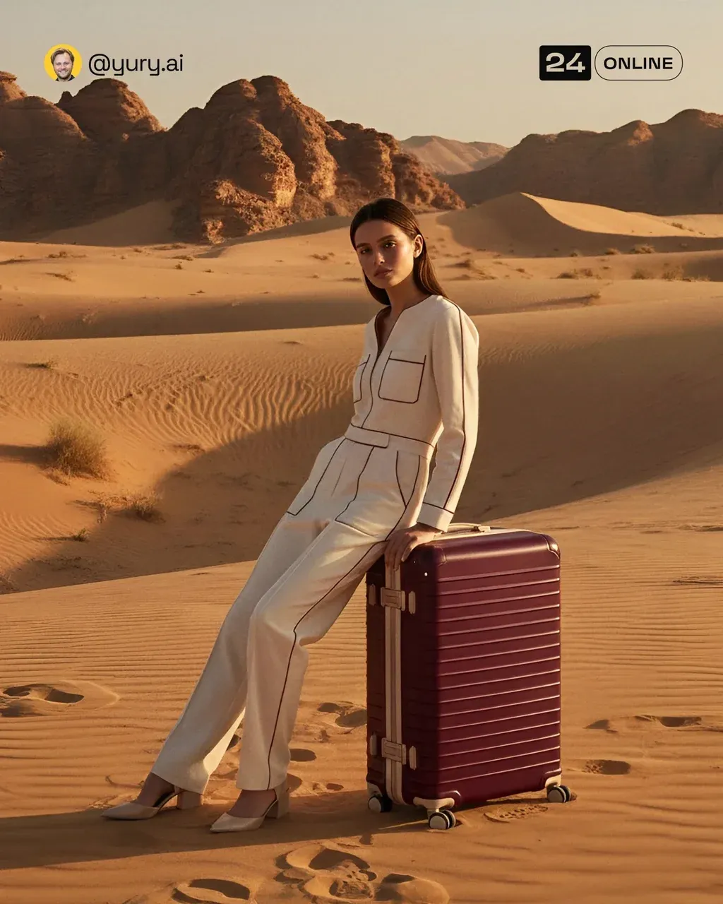 Editorial travel photograph of a young woman standing in a