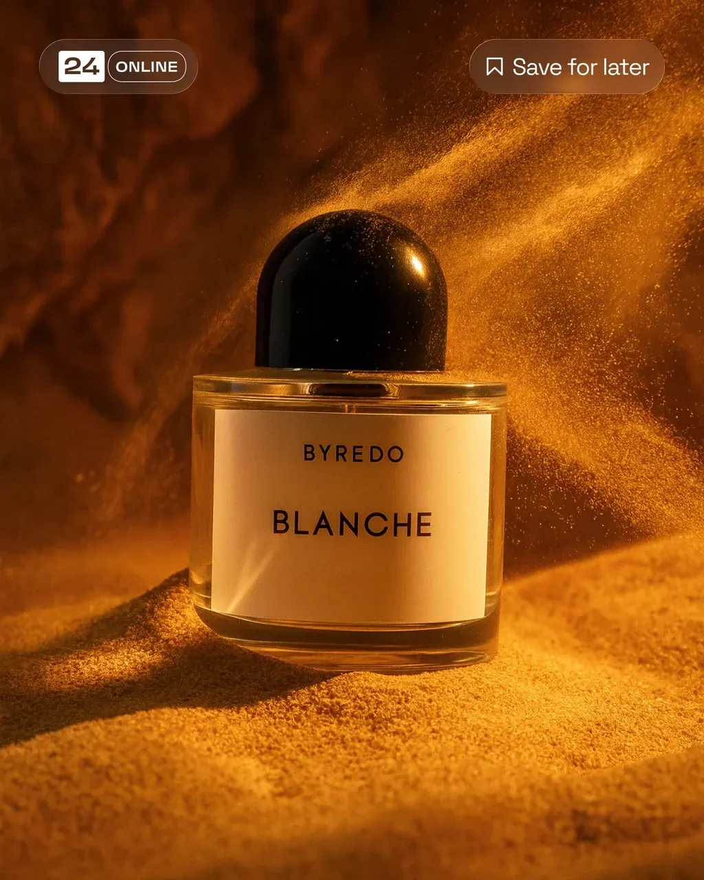 Cinematic desert scene featuring a PRODUCT resting slightly tilted in
