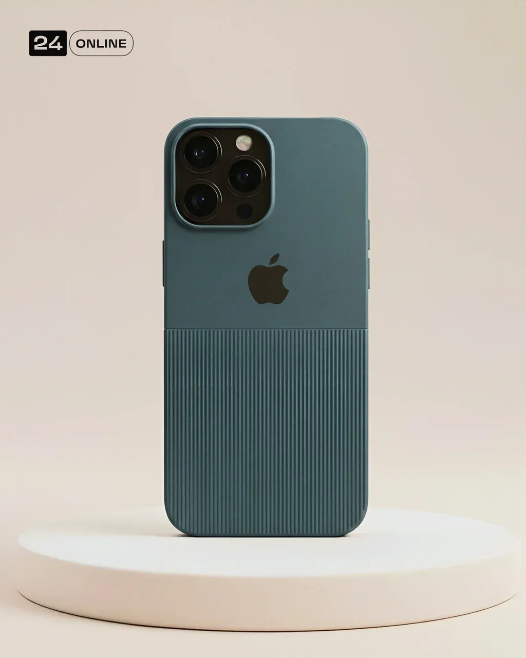 A SMARTPHONE MODEL case is displayed upright on a round