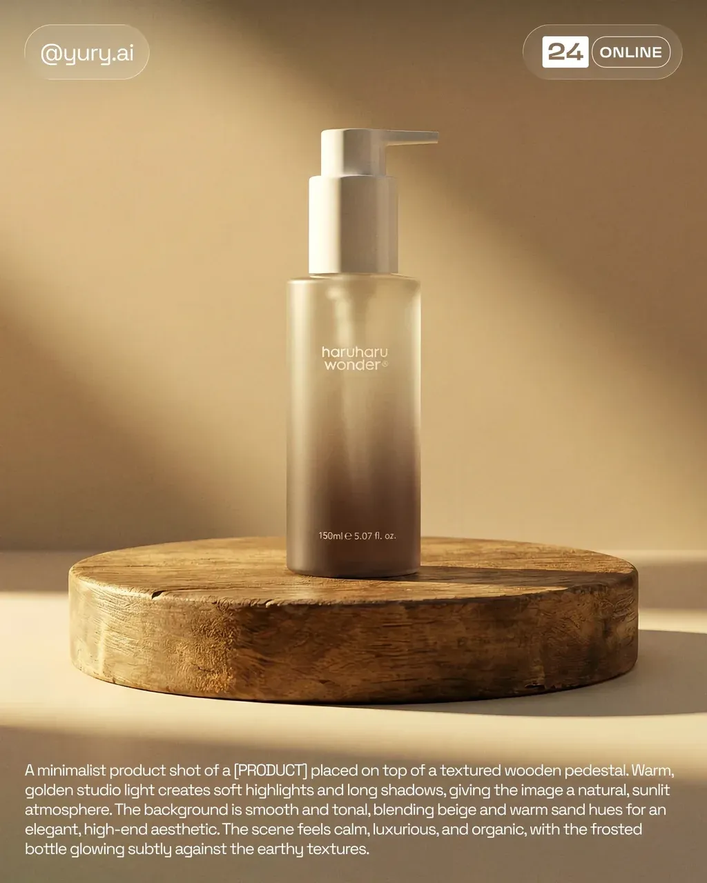 A minimalist product shot of a PRODUCT placed on top