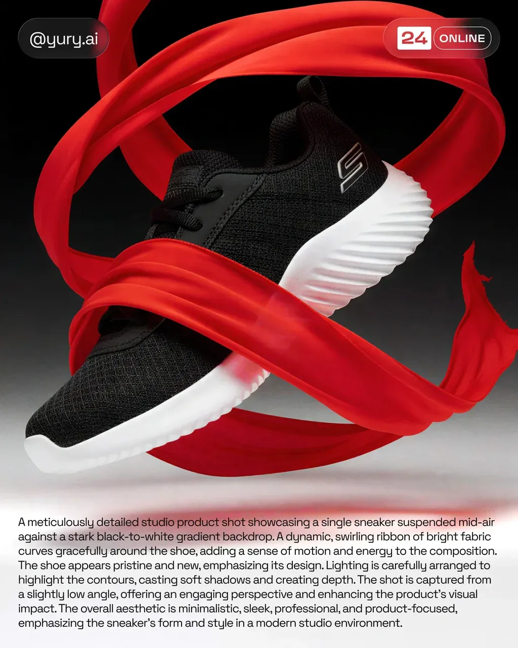 A meticulously detailed studio product shot showcasing a single sneaker