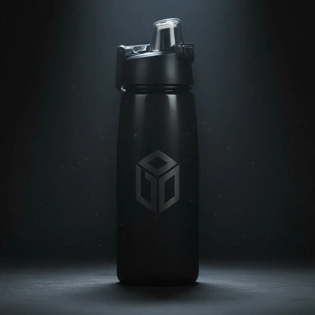 Luxury studio product shot of the same matte-black shaker on