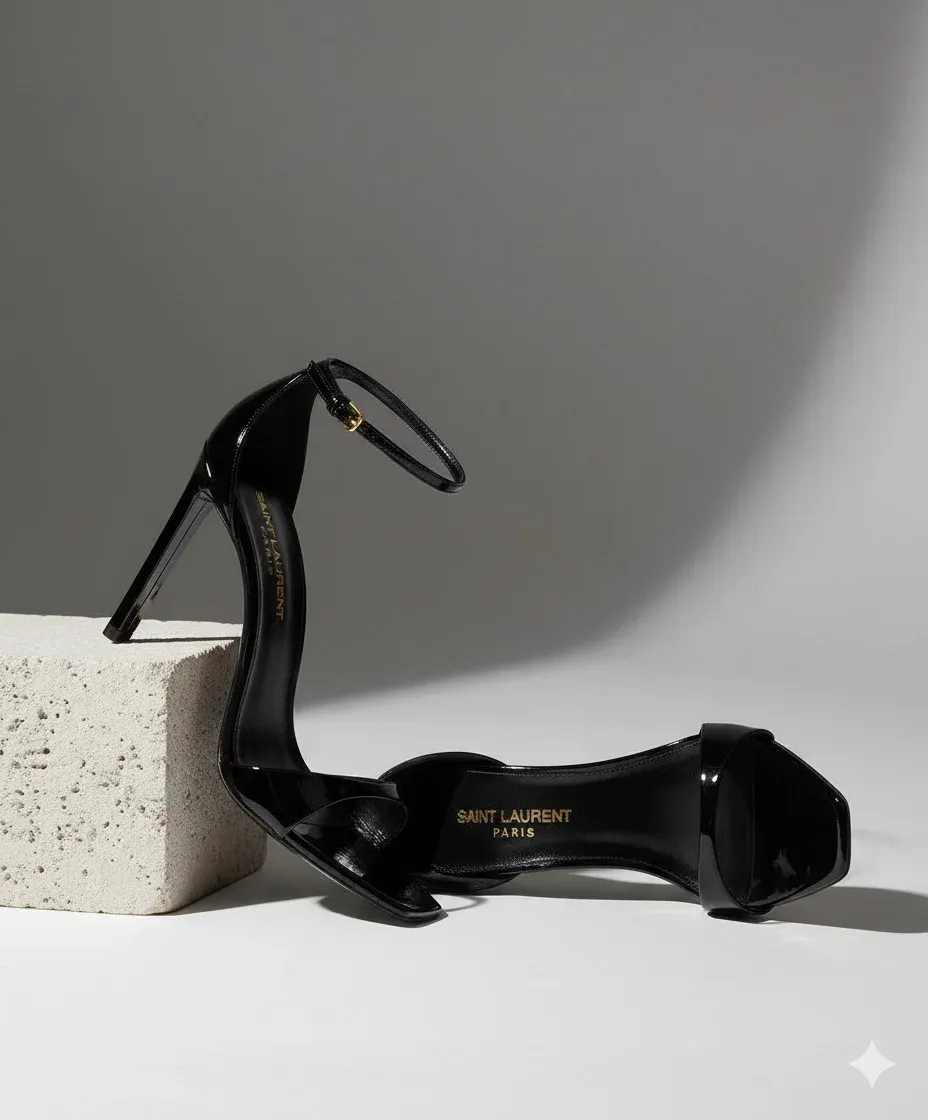 A refined product still life of designer heels arranged in