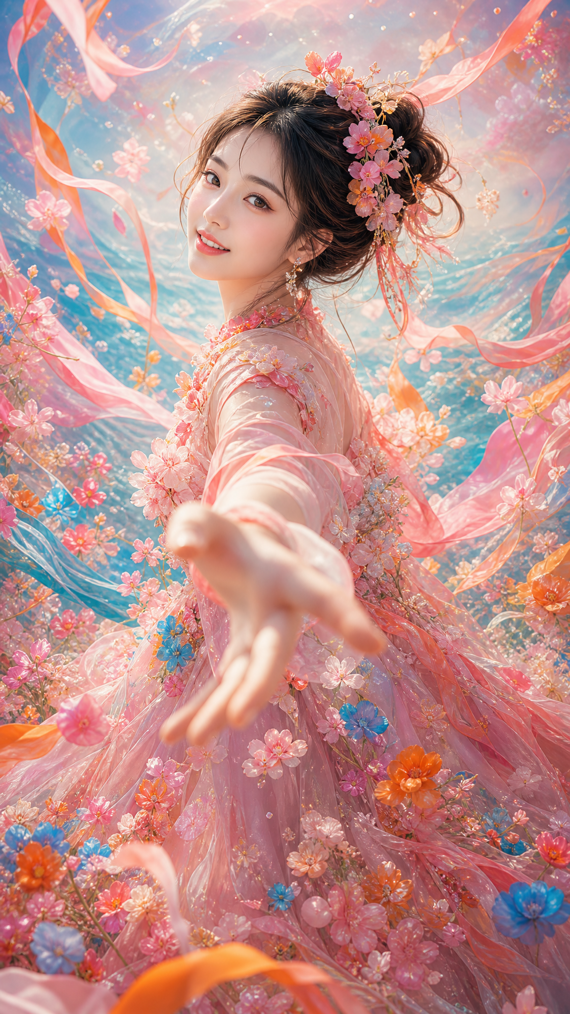 Generate a high-definition, 9:16 vertical digital artwork of great aesthetic impact, feat…