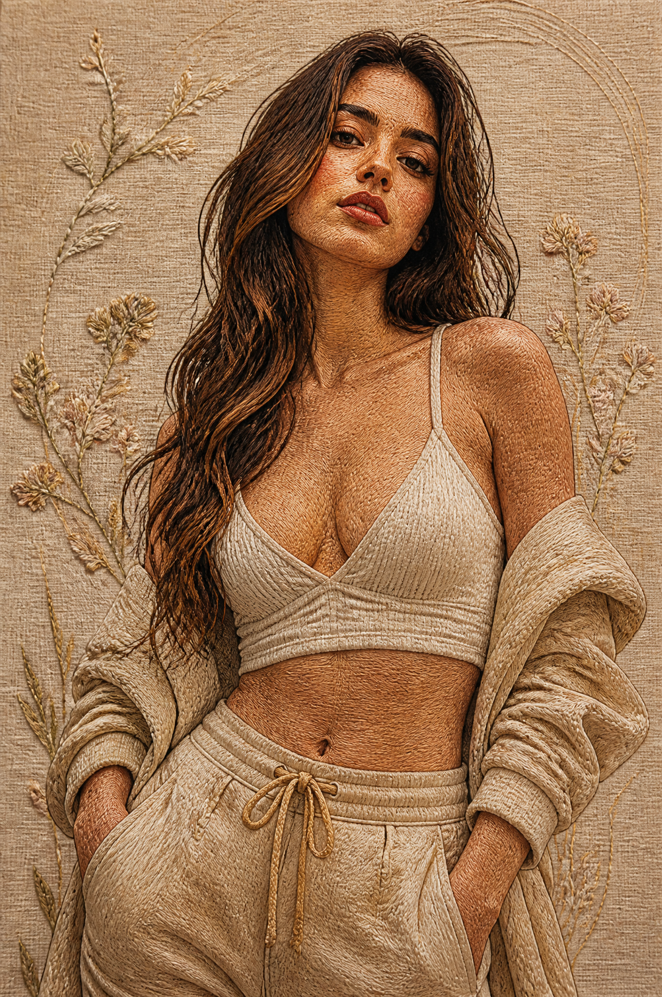 A highly detailed cinematic portrait of a beautiful young woman with soft realistic facia…