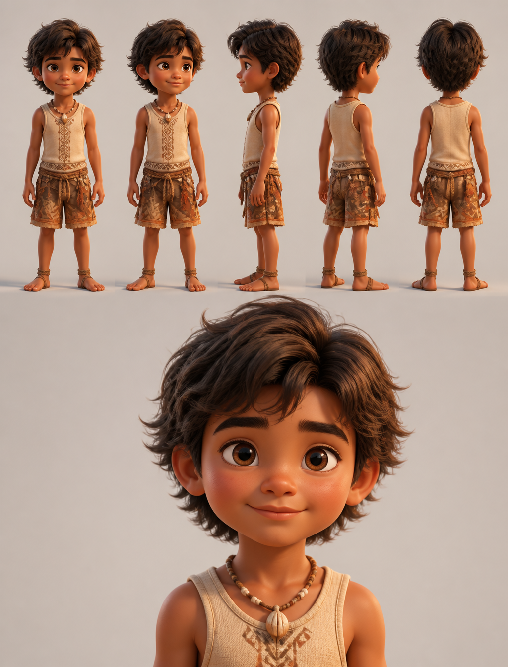 3D animated character reference sheet rendered in cinematic animation movie style — smoot…
