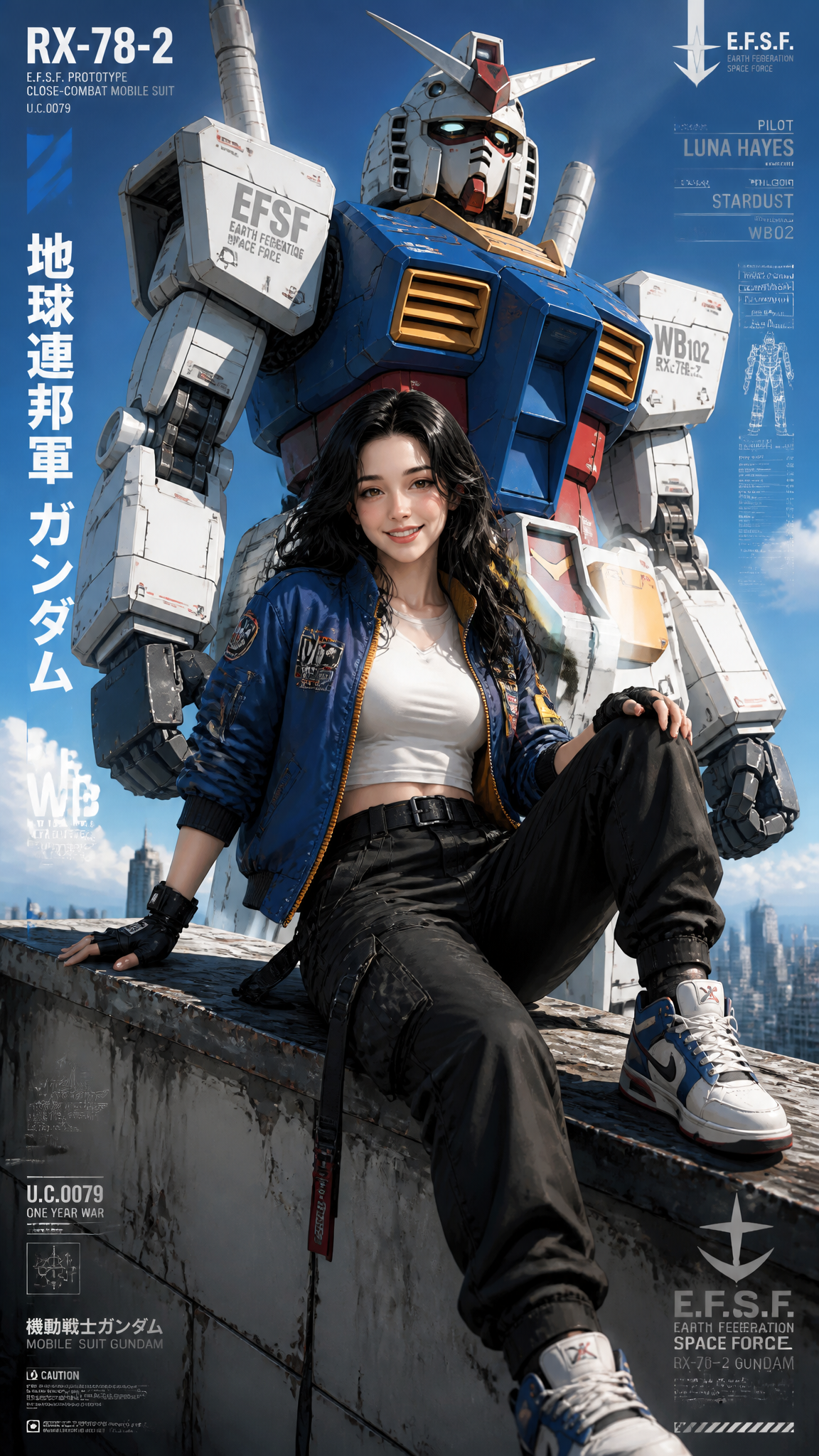 Semi-realistic anime style young  woman in the uploaded image, full-body fashion editoria…