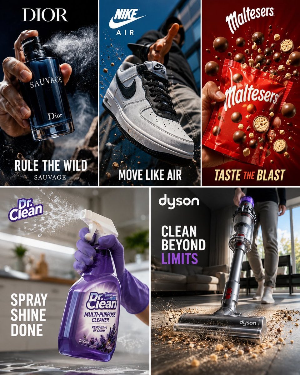 Create a premium UGC-style advertising poster for [Product] by [Brand]. Use the product a…