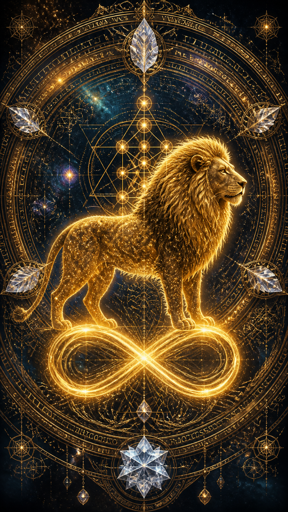 vertical 9:16 sacred fantasy astrological illustration, full body gilded star-textured ma…