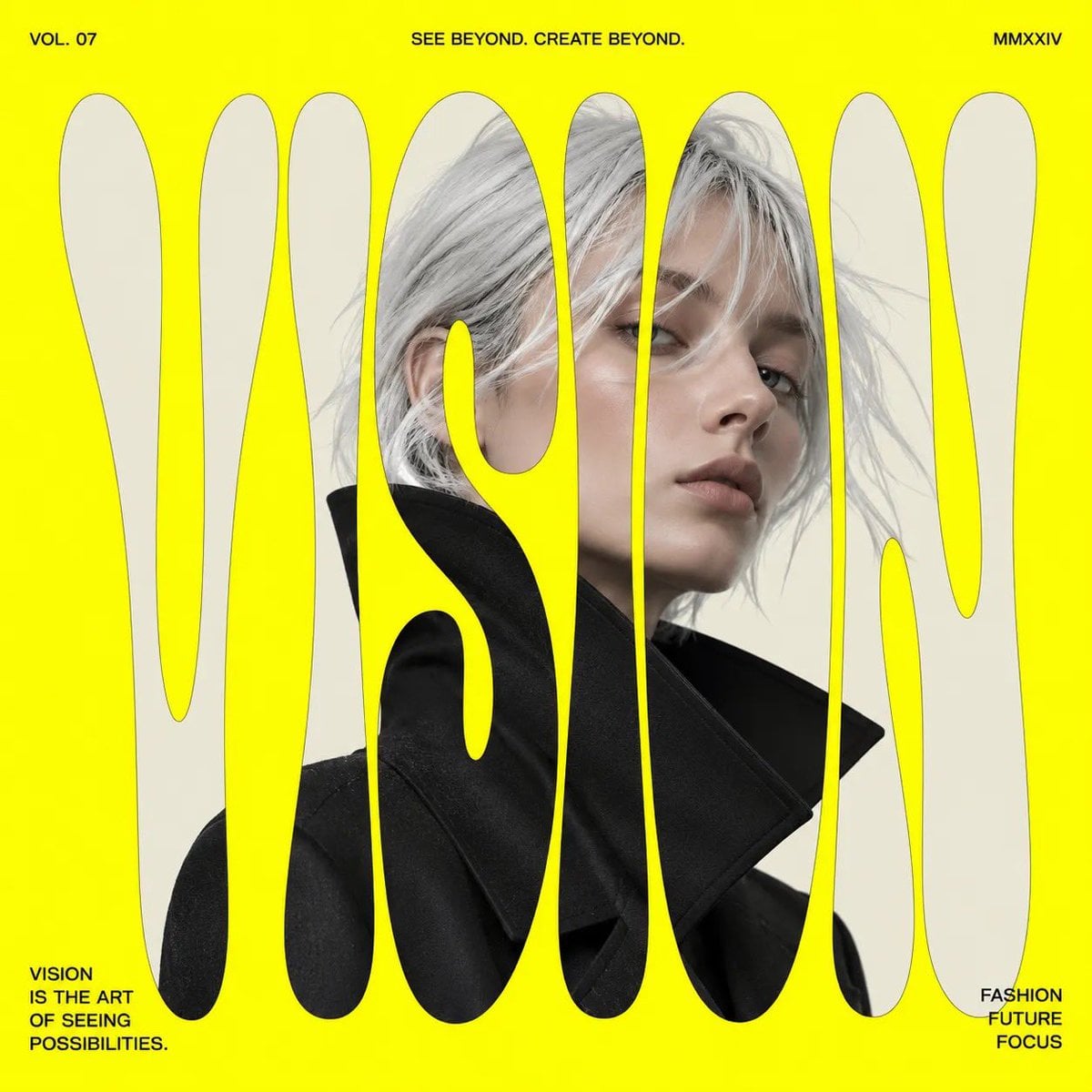 Create modern fashion editorial posters with oversized distorted typography masking effec…